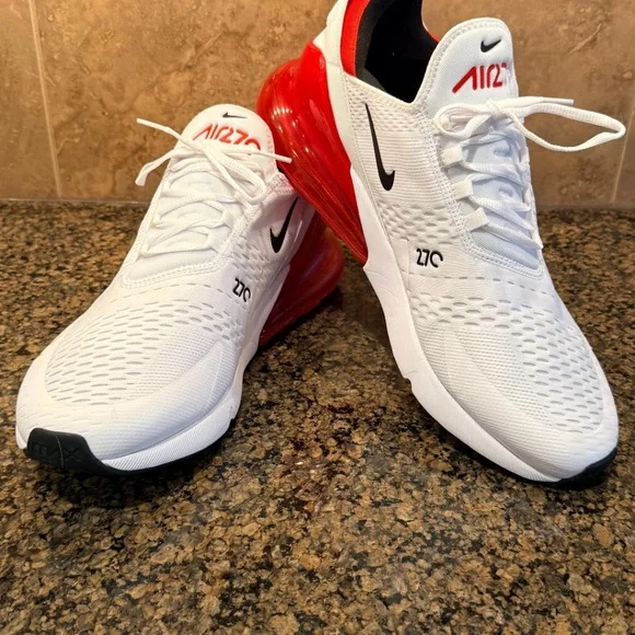 *Gently Used* MEN Nike AIR MAX 270 White / University Red (BV2523 100) Size 14 - Picture 1 of 5